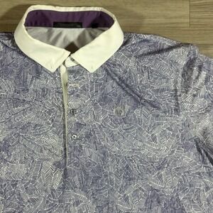 Greyson Golf Polo Shirt Mens XXL Purple Wolf Logo All Over Print Performance